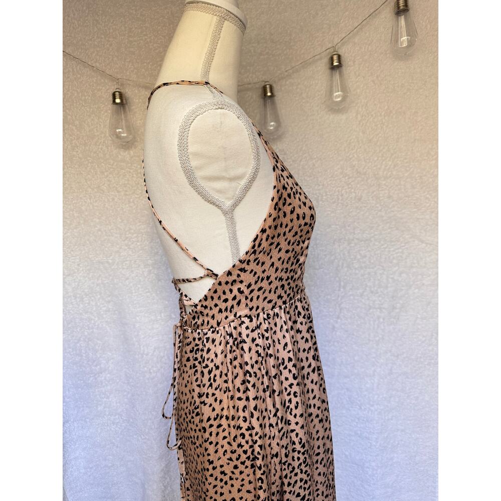 Cupshe Ayana Lace-up Backless Maxi Slip Dress A Line Cheetah Print Women's Small - Picture 7 of 11